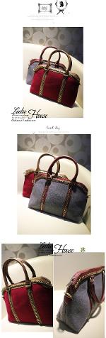 กระเป๋าLuluhouse รุ่นL95-02red regular size กระเป๋าแฟชั่นเกาหลี เป็นหนังพิเศษหนังกลับ (Nezi) 